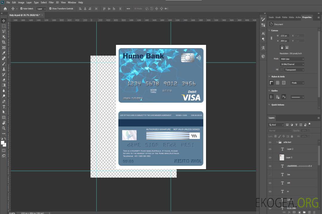 Carte visa de la banque Hume en Australie template Carte visa de la banque Hume en Australie template